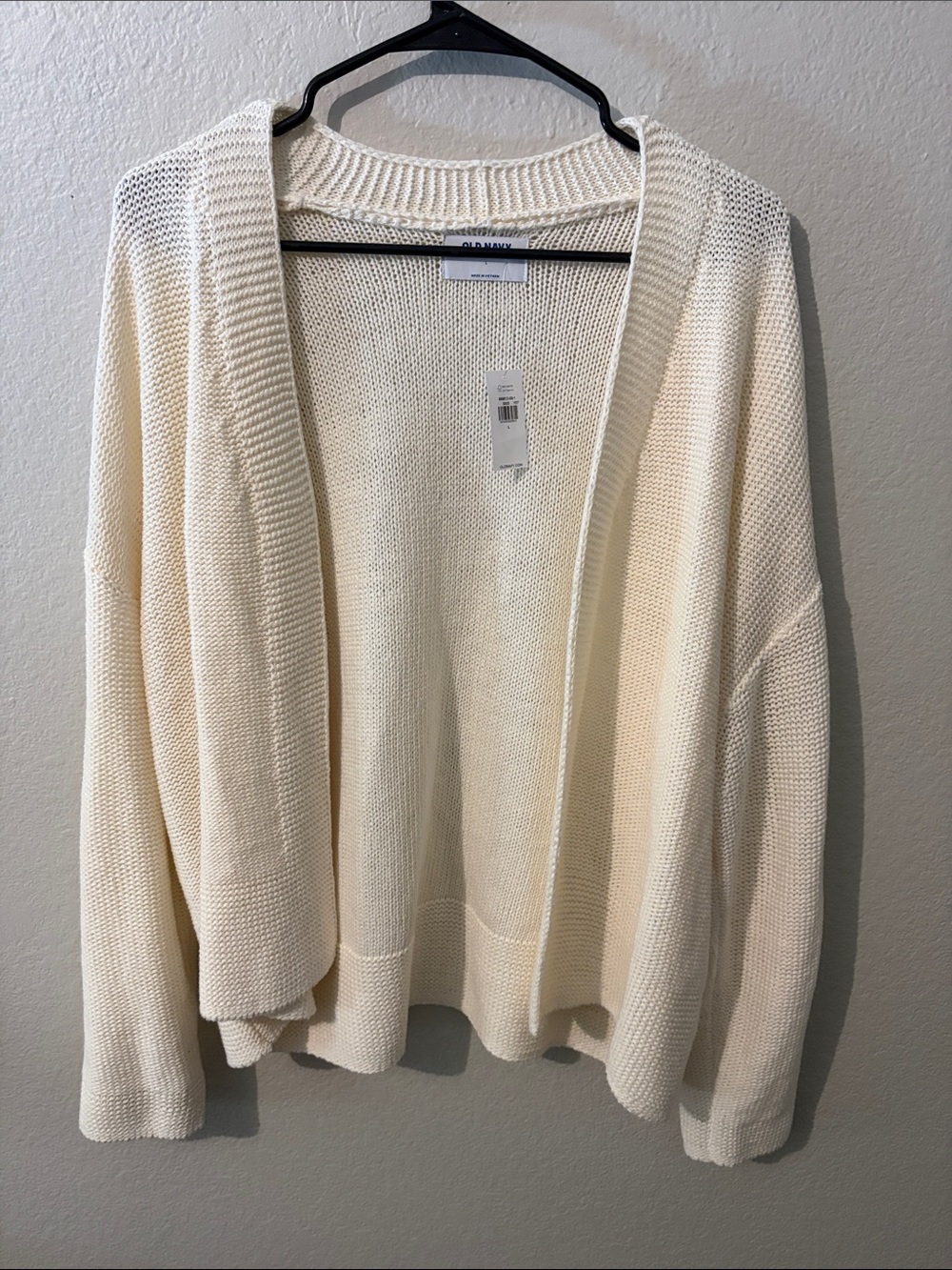 NWT Women’s Old Navy Cream Open-Front Knit Cardigan Size Large
